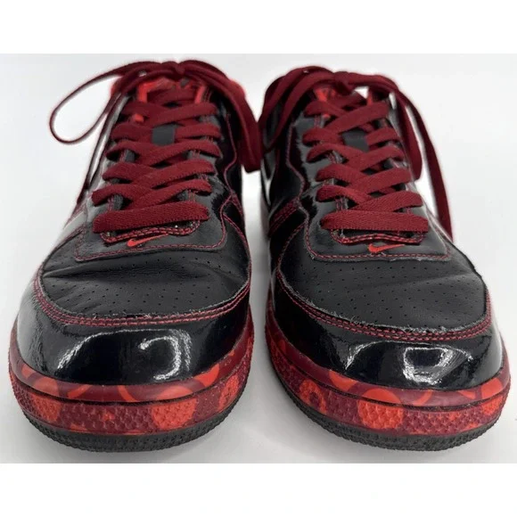 Nike Air Force 1 Low Men's 8.5 Black Red Swirl Midsole 2007 Y2K Retro